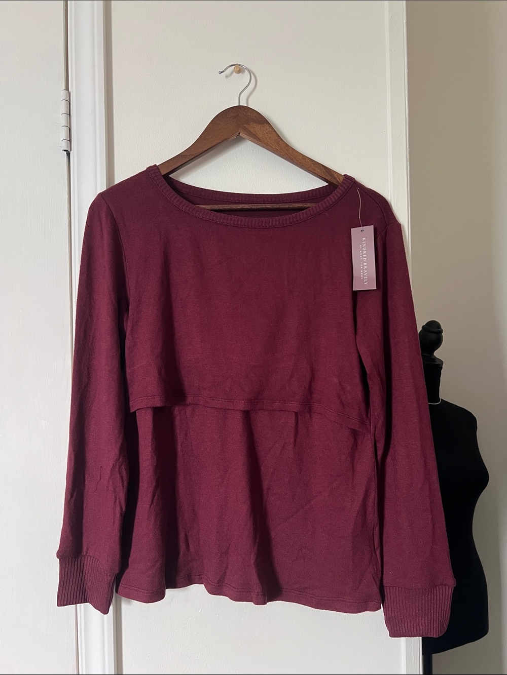 Kindred Bravely CozyKnit Nursing Lounge Top Medium NWT Deep Burgundy Maternity - Picture 2 of 5